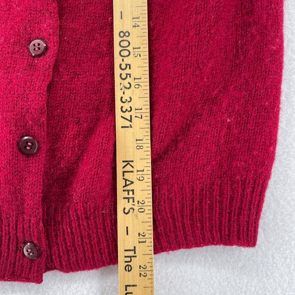 JOHN TULLOCH Sweater Womens XS Shetland 100% Wool Fair Isle Cardigan Red VTG - Picture 11 of 12